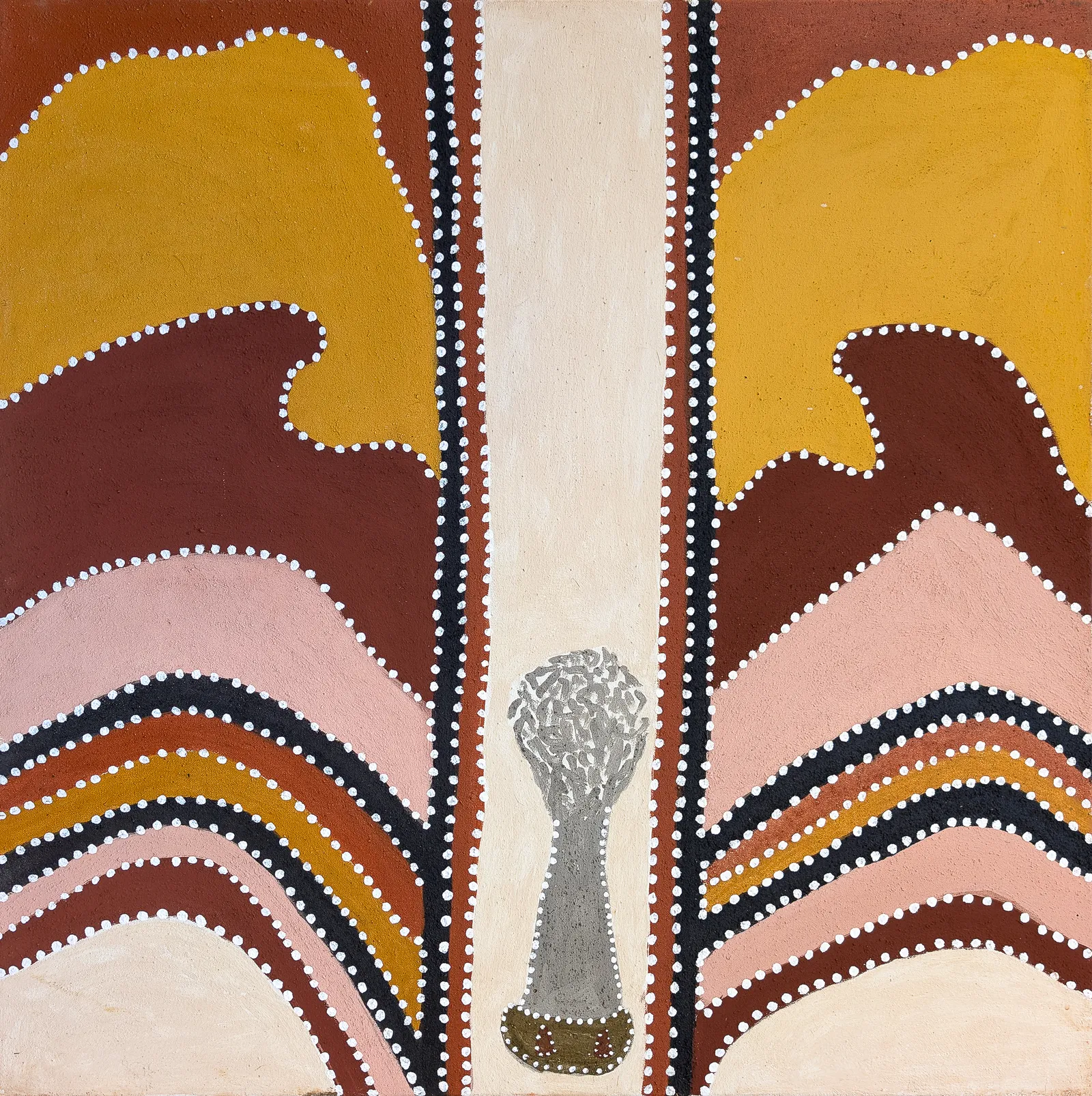 Madigan Thomas, Bedford Downs Massacre - Jawurabany Hill, 2008, natural earth pigments on canvas, 80 x 80 cm