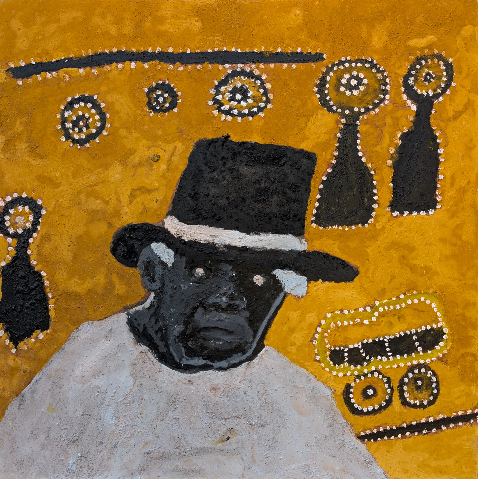 Peter Thomas, Paddy, 2026, natural earth pigments on plywood, 59.5 x 59.5 cm