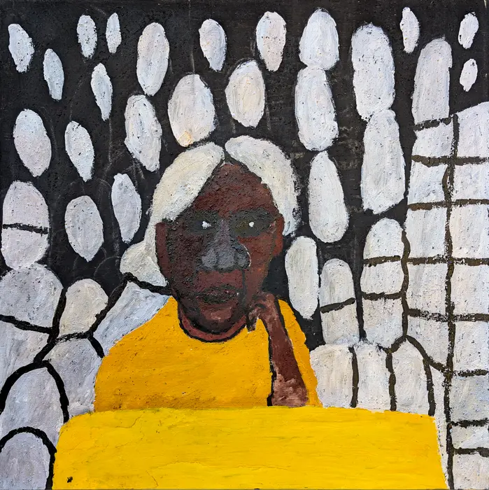 Peter Thomas, Lena, 2026, natural earth pigments on plywood, 59.5 x 59.5 cm