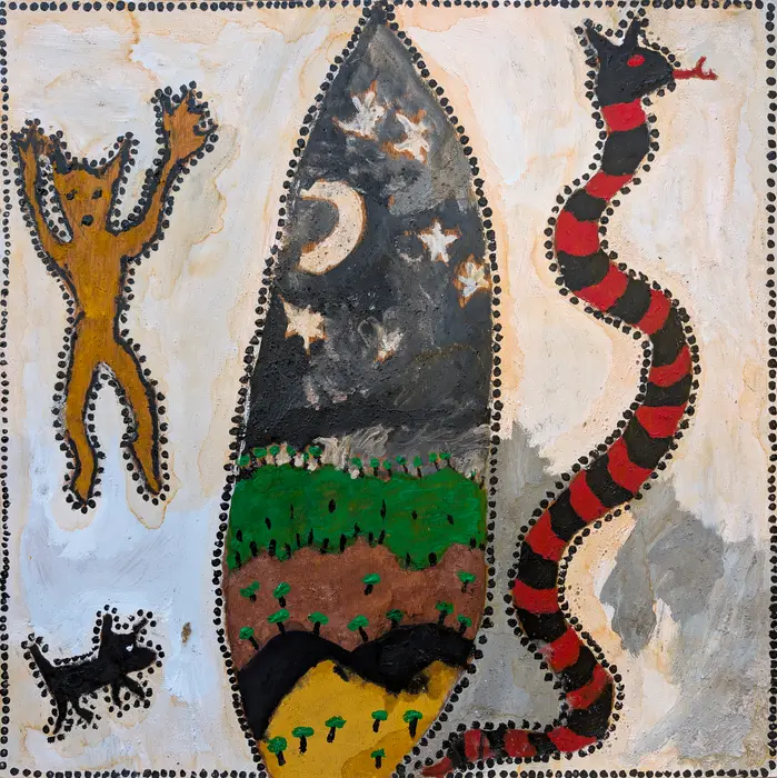Peter Thomas, Inside Cave Looking Out, 2026, natural earth pigments on plywood, 59.5 x 59.5 cm