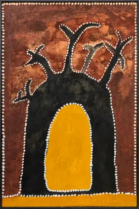 Peter Thomas, Mother's Birthplace, natural earth pigments on plywood, 59.5 x 39.5 cm ; 61 x 41 cm frame