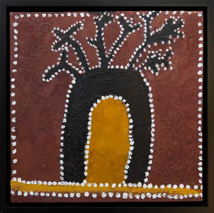 Peter Thomas, Mother's Birthplace, 2026, natural earth pigments on plywood, 30 x 30 cm ; 33.5 x 33.5 cm frame