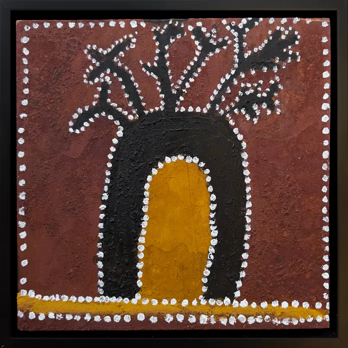 Peter Thomas, Mother's Birthplace, 2026, natural earth pigments on plywood, 30 x 30 cm ; 33.5 x 33.5 cm frame