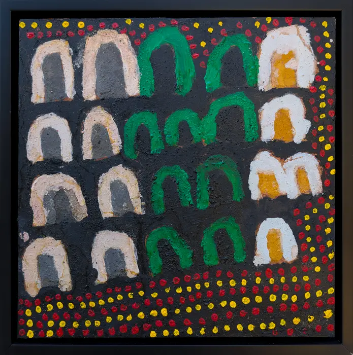 Peter Thomas, Roses Yard - Anthills, 2025, natural earth pigments on plywood, 30 x 30 cm ; 33.5 x 33.5 cm frame