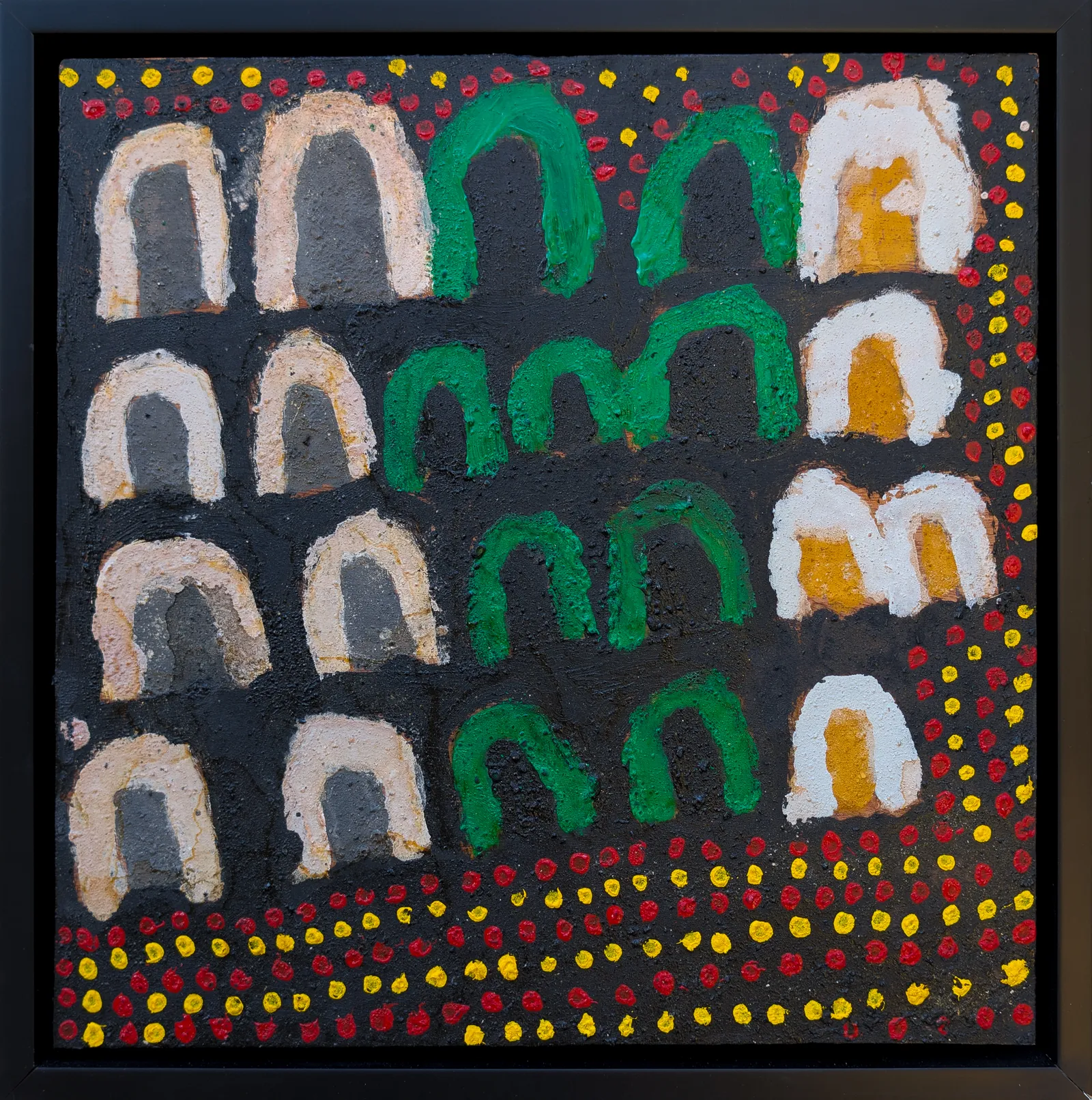 Peter Thomas, Roses Yard - Anthills, 2025, natural earth pigments on plywood, 30 x 30 cm ; 33.5 x 33.5 cm frame