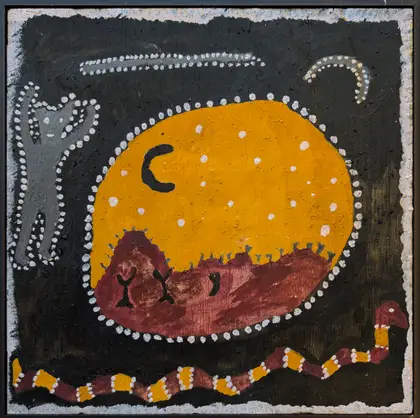 Peter Thomas, Inside Cave Looking Out, 2026, natural earth pigments on plywood, 30 x 30 cm ; 31 x 31 cm frame
