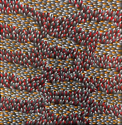 Abie Loy Kemarre, Bush Medicine Leaf, 2026, synthetic polymer paint on canvas, 62 x 61 cm