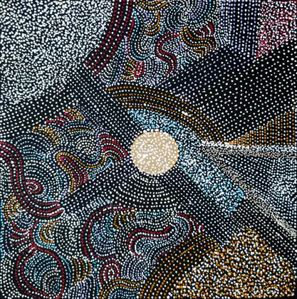 Abie Loy Kemarre, Bush Turkey Design, 2026, synthetic polymer paint on canvas, 30 x 30 cm