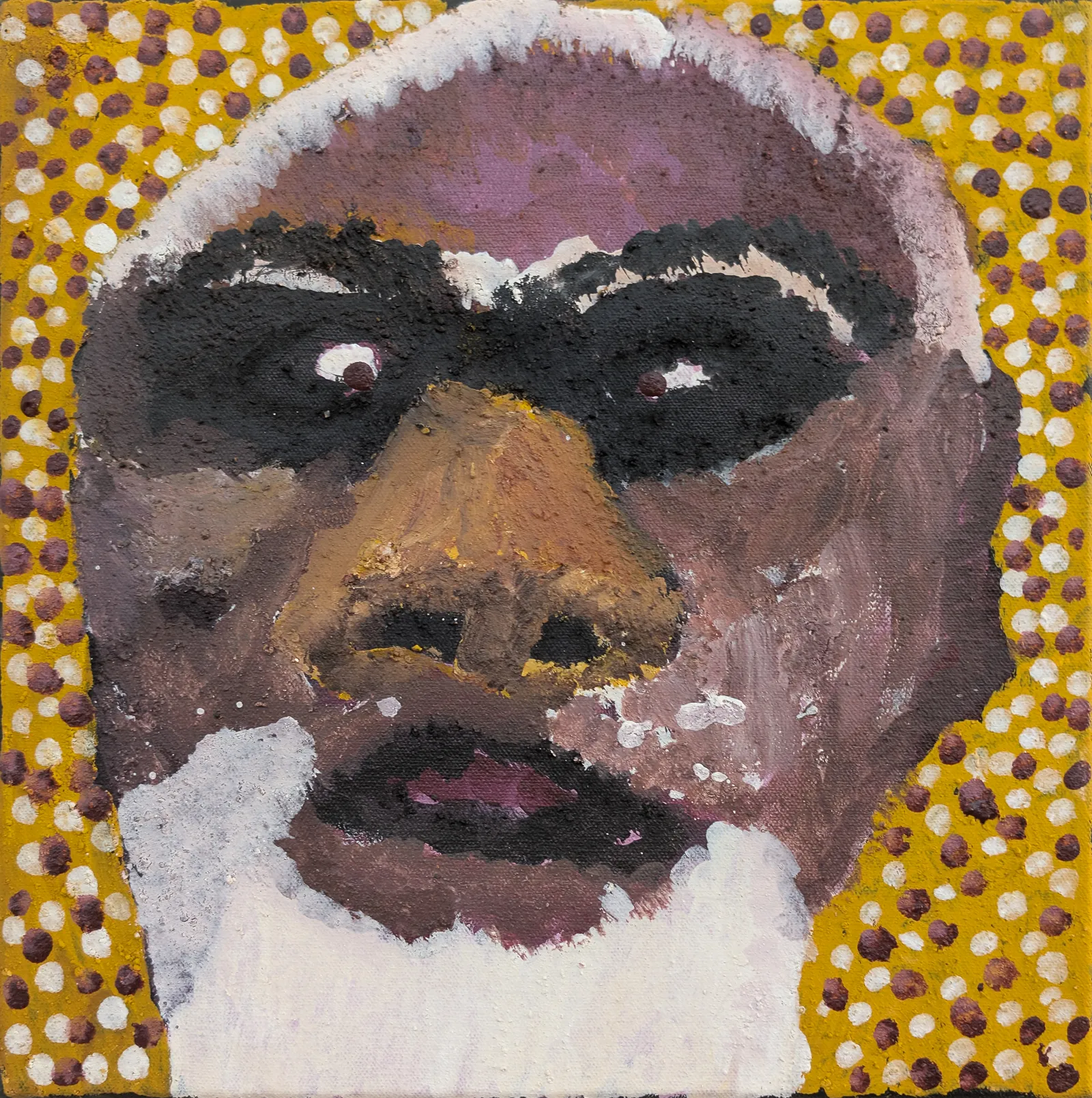 Peter Thomas, Self Portrait, 2025, natural earth pigments on canvas, 30 x 30 cm