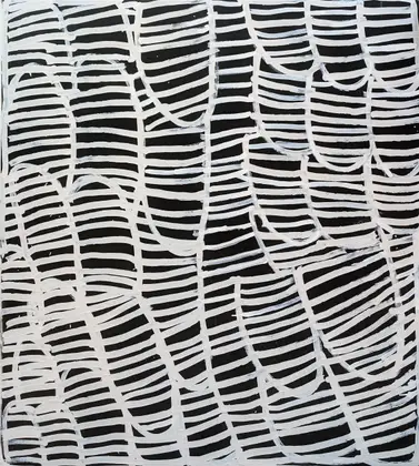 Minnie Pwerle, Awelye (body paint), 2008, synthetic polymer paint on canvas, 123 x 110.5 cm