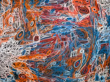 Charmaine Pwerle, Awelye, 2013, synthetic polymer paint on linen, 250 x 150 cm