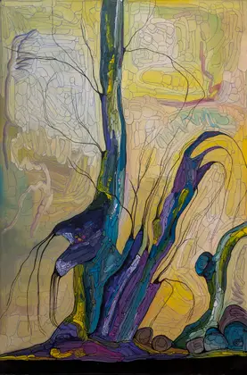 Helen  McCarthy Tyalmuty, Marrawuk – Dry Season, 2016, synthetic polymer paint on Belgian linen, 181 x 120 cm