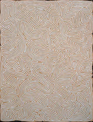 George (Hairbrush) Tjungurrayi, Tingari Cycle, 2014, synthetic polymer paint on linen, 90 x 120 cm