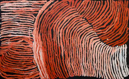 Makinti Napanangka, Hair String Skirt, 2007, synthetic polymer paint on linen, 281 x 204.5 cm