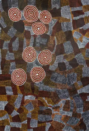 Wentja Morgan Napaltjarri, Untitled, 2009, synthetic polymer paint on canvas, 150 x 110 cm