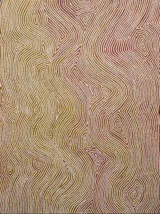 Warlimpirrnga Tjapaltjarri, Tingari Cycle, 2014, synthetic polymer paint on linen, 90 x 120 cm