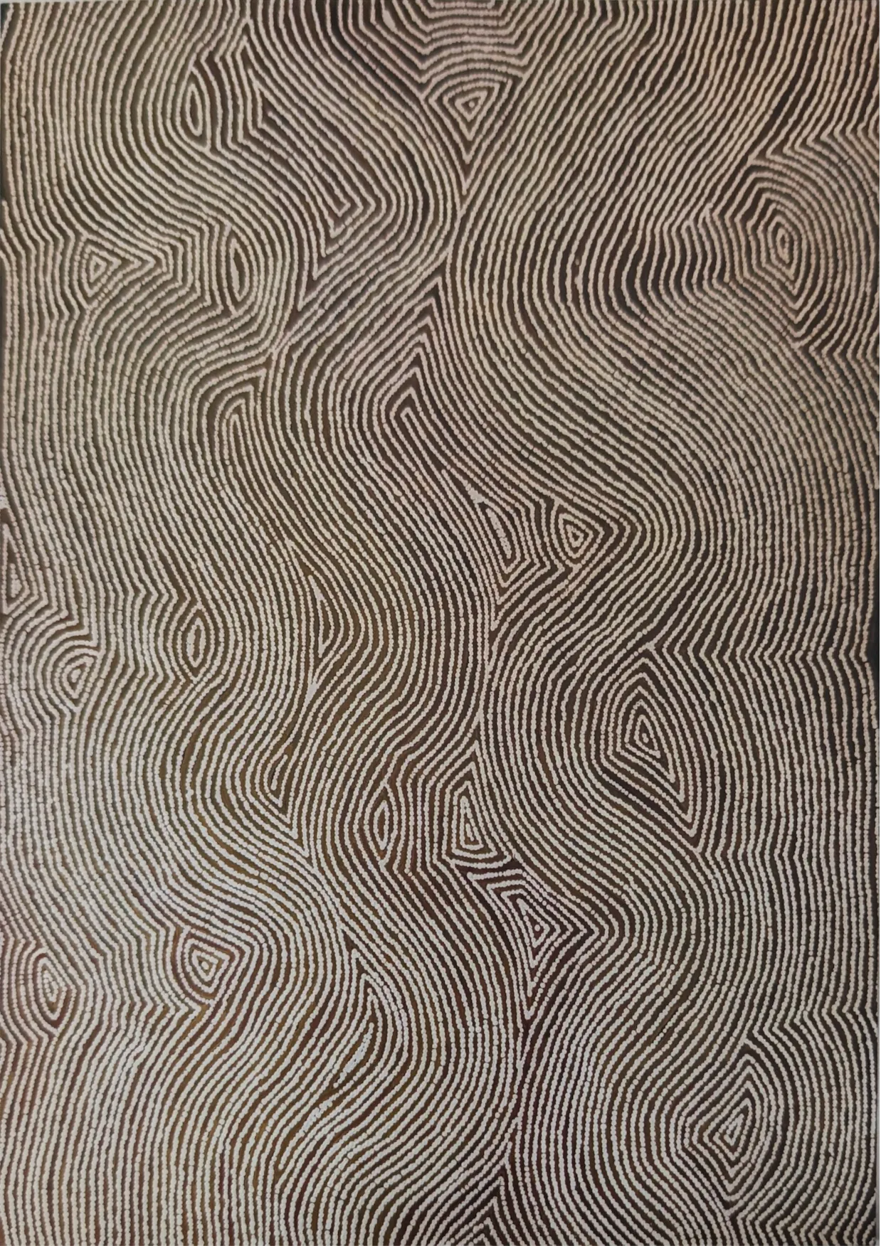 Warlimpirrnga Tjapaltjarri, Tingari Cycle, 2014, synthetic polymer paint on linen, 90 x 120 cm