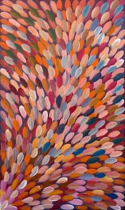 Gloria Tamerre Petyarre, Bush Medicine Leaves, 2015, synthetic polymer paint on canvas, 153 x 91.5 cm