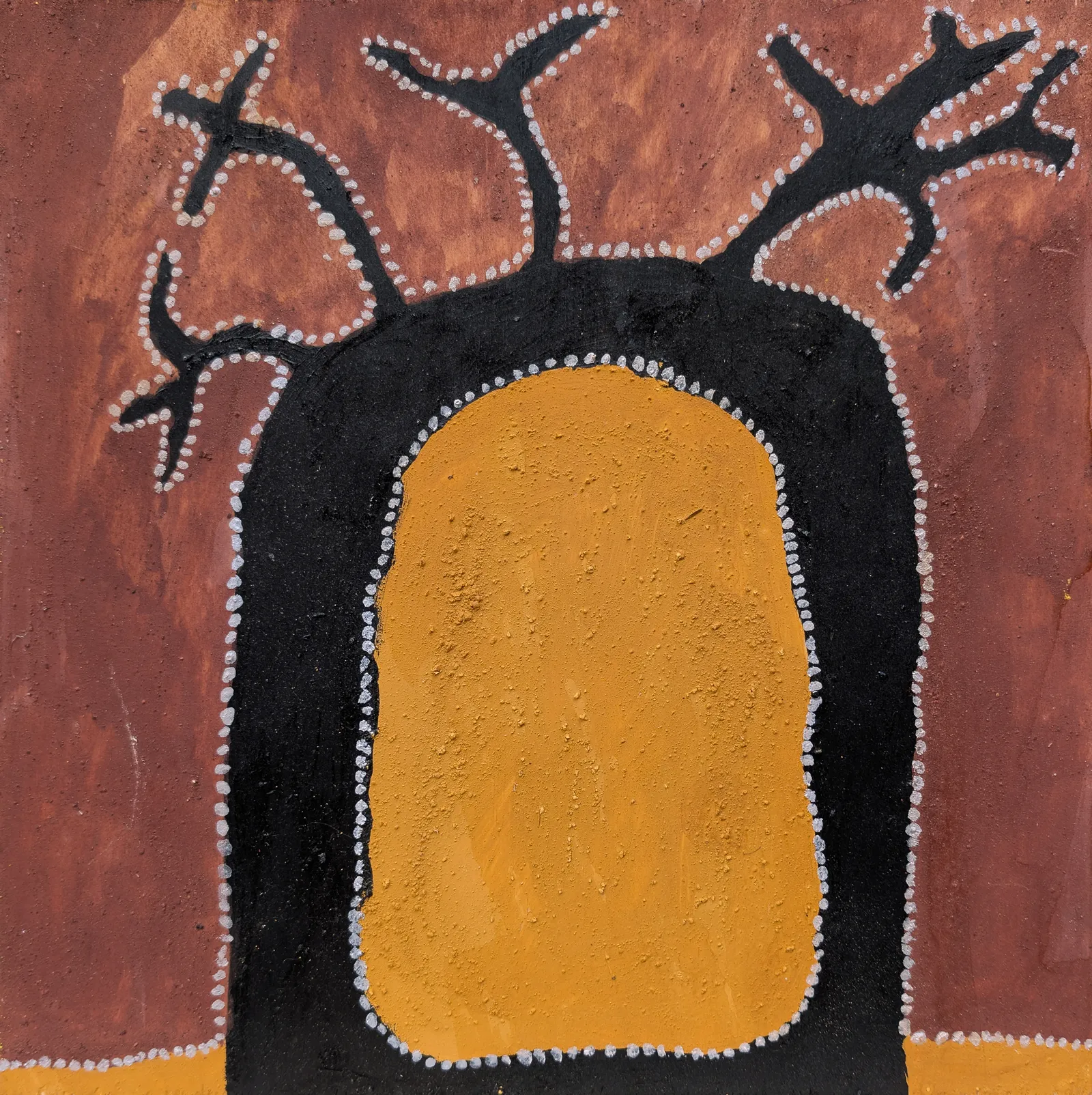 Peter Thomas, Mother's Birthplace, 2026, natural earth pigments on plywood, 30 x 30 cm ; 33.5 x 33.5 cm frame