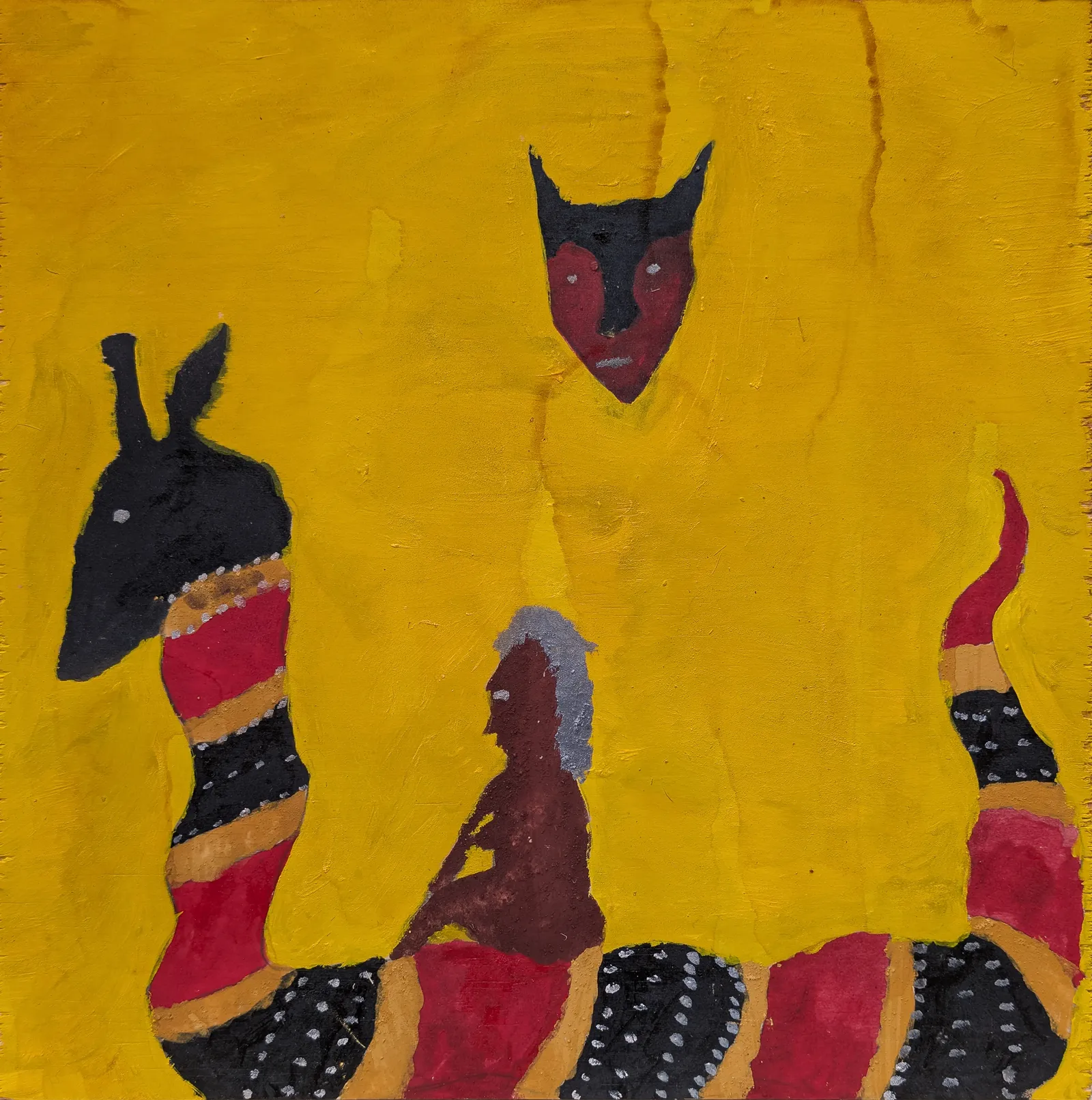 Peter Thomas, Gurrir Gurrir Joomba, 2026, natural earth pigments on plywood, 30 x 30 cm