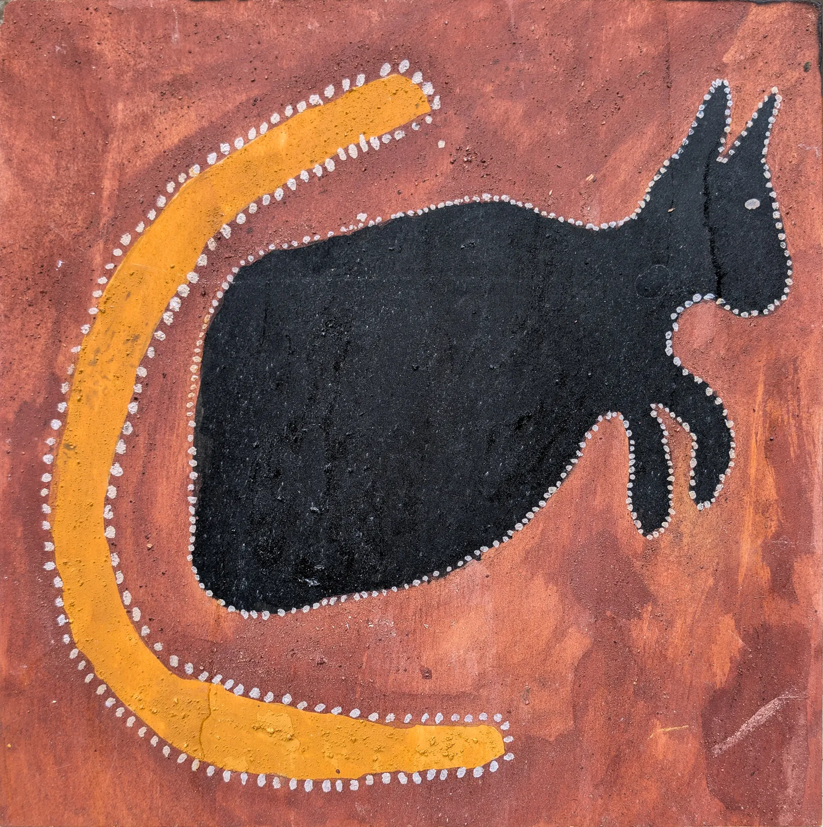 Peter Thomas, Tawurr – Half Kangaroo, 2026, natural earth pigments on plywood, 30 x 30 cm