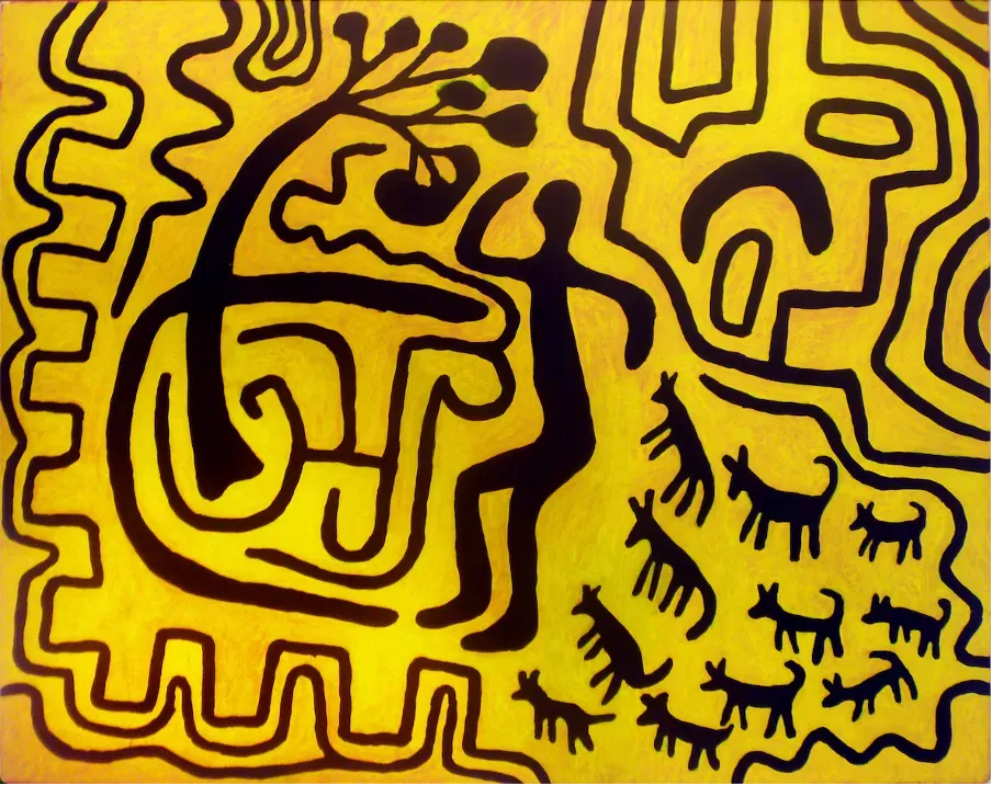 Jimmy Pike, Yakarn, 1990, synthetic polymer paint on canvas, 64 x 79 cm