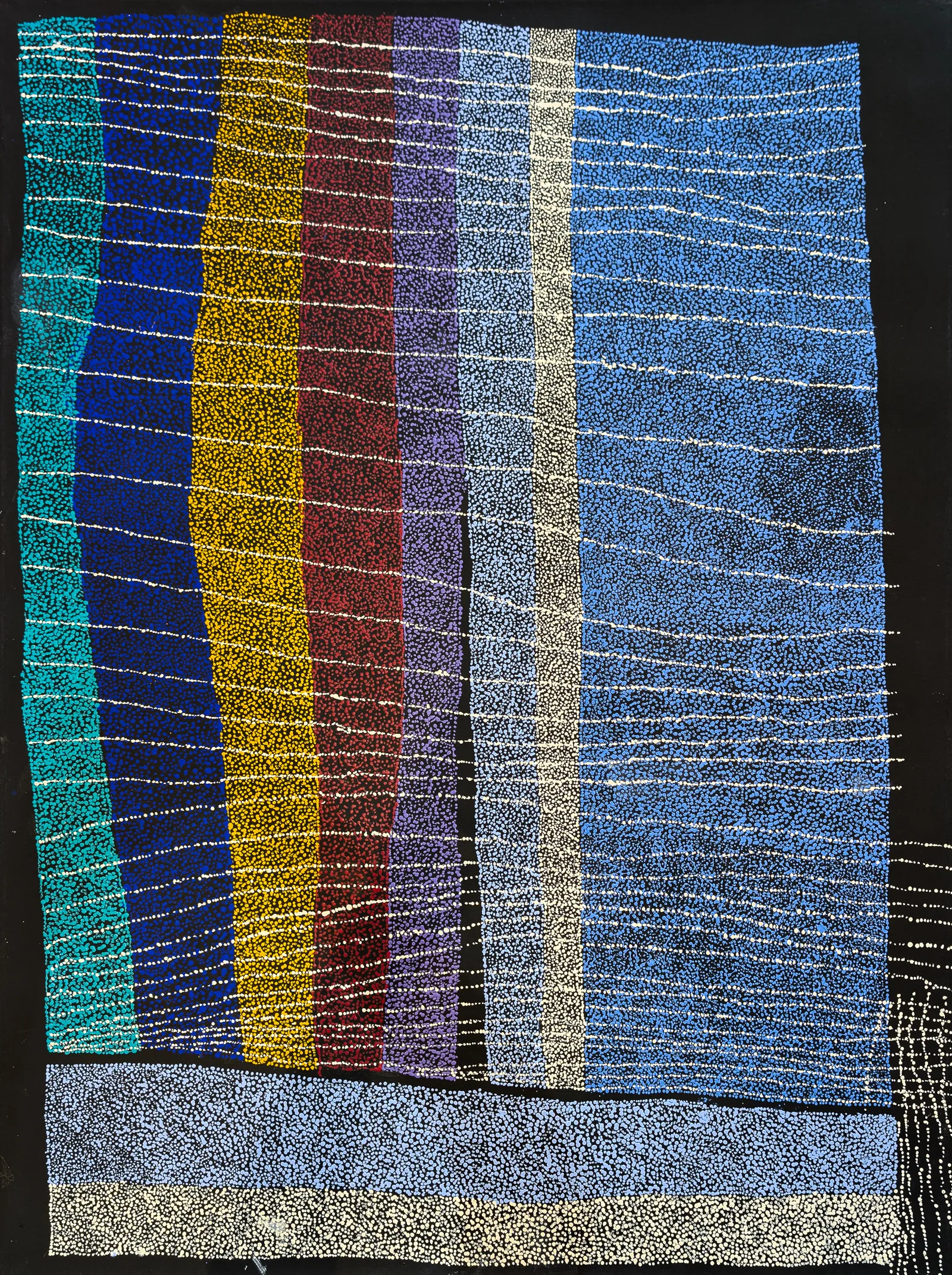 Mildred Lyons, Kungkarrangkalpa (Seven Sisters), 2023, synthetic polymer paint on canvas, 92 x 122 cm