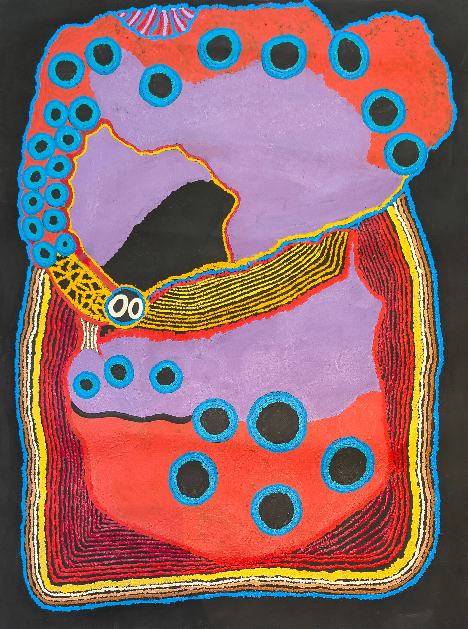 Margaret Donegan, Wati Kutjara Wanampi, 2025, synthetic polymer paint on canvas, 91 x 76 cm