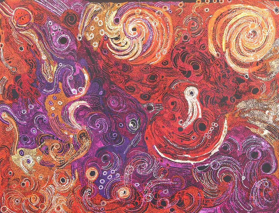 Madeline Curley, Seven Sisters & Minma Malilu, synthetic polymer paint on canvas, 204 x 155 cm