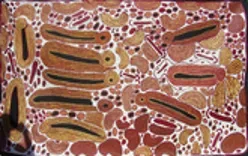 Ningura Gibson Napurrula, Soakage Water of Ngaminya, 2006, synthetic polymer paint on linen, 180 x 300 cm