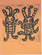 Nura Rupert, Mamu Kutjara (Two Mamu), 2003, linocut print on paper, 40 x 50 cm