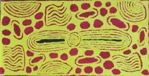 Ningura Gibson Napurrula, Women's Dreaming, 2008, synthetic polymer paint on canvas, 131 x 67 cm