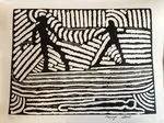 Mervyn Street, Boomerang And Spear, Lino Block print 19/20