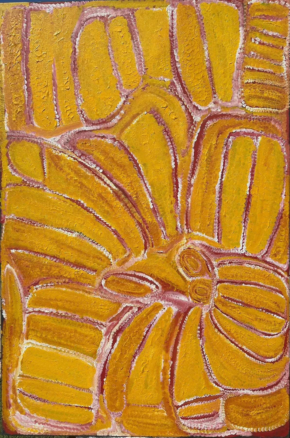 Eubena Nampitjin, Midjul, 2005, synthetic polymer paint on linen, 120 x 180