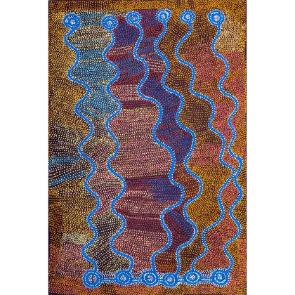 Shorty Jangala Robertson, Ngapa Jukurrpa (Water Dreaming), 2006, synthetic polymer paint on Belgian linen, 183 x 122 cm