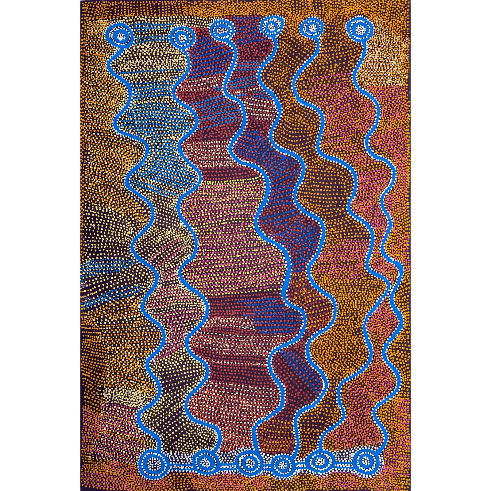 Shorty Jangala Robertson, Ngapa Jukurrpa (Water Dreaming), 2006, synthetic polymer paint on Belgian linen, 183 x 122 cm
