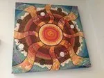 Sue Poelina, Sun, Land and Sea, synthetic polymer paint on canvas, 60 x 60 cm
