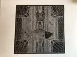 John Nargoodah, Fish, Bat and Boomerang, 2006, Lino Block print on Arches velin paper, 50 x 50 cm
