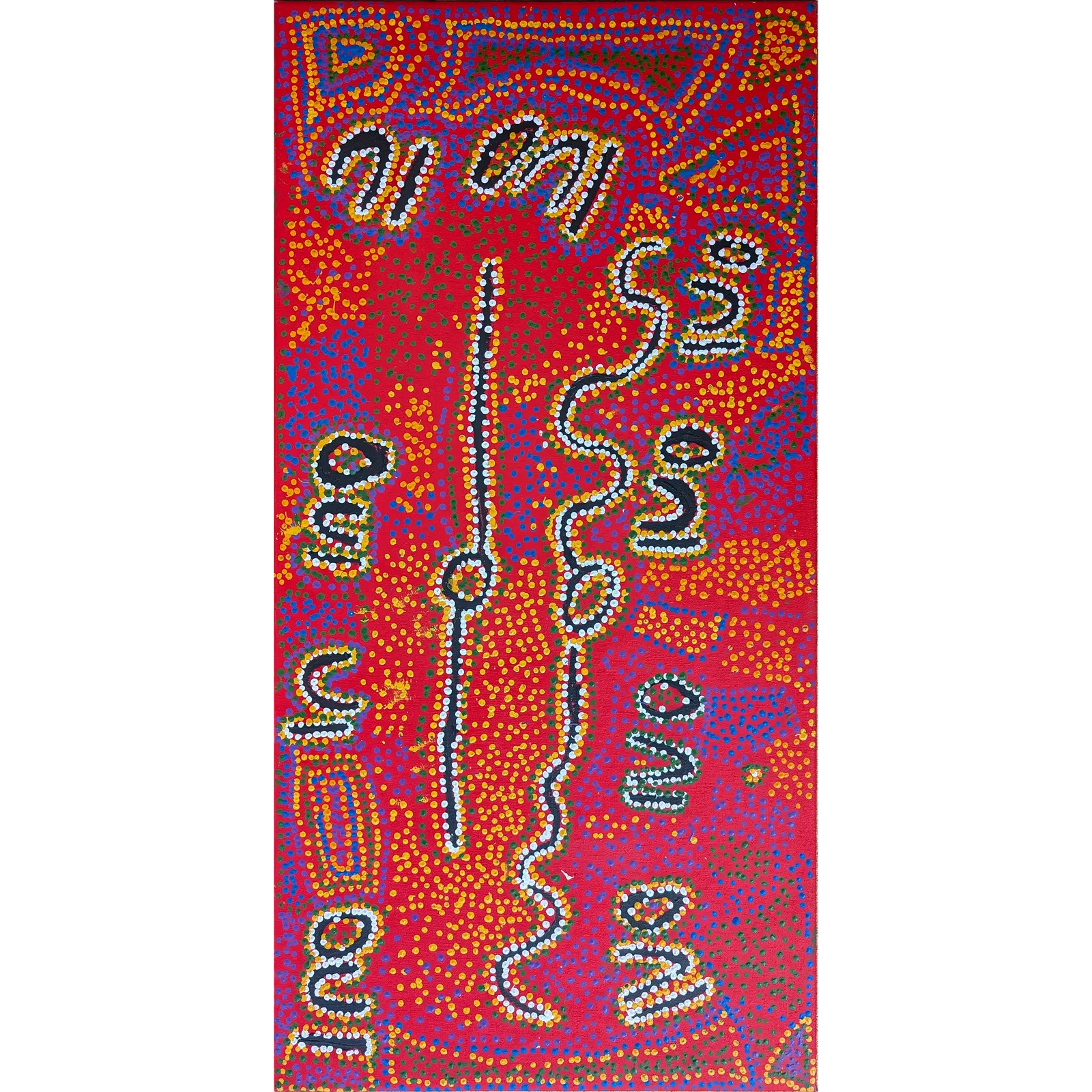 Karen Napaljarri Barnes, Mina Mina Jukurrpa (Minna Mina Dreaming), 2006, synthetic polymer paint on Belgian linen, 91 x 46 cm