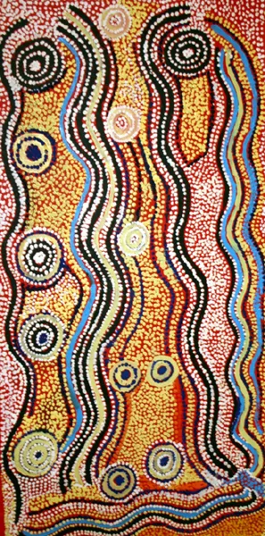 Paddy Sims Japaljarri, Yanjilpirri Jukurrpa (Milky Way Dreaming), 2006, synthetic polymer paint on Belgian linen, 91 x 46 cm