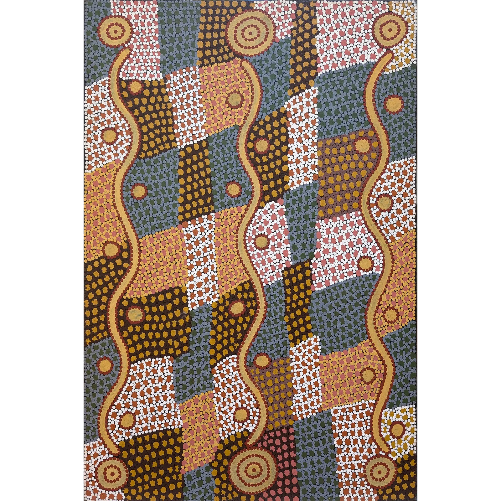 Paddy Tjungarai Caroll, Bush Grape Dreaming near Kurrinyarra, 1995, synthetic polymer paint on canvas, 91 x 61cm