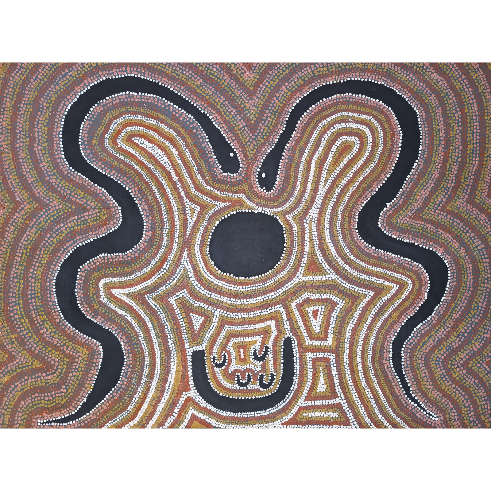 Brandy Tjungurrayi, Two Snake Dreaming, 1995, synthetic polymer paint on canvas, 120 x 91 cm