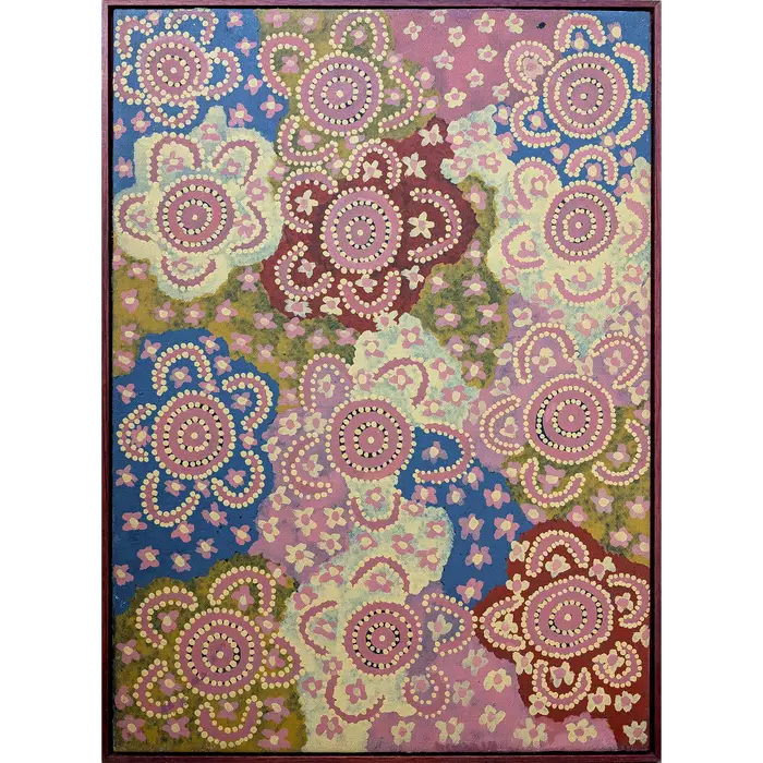 Maxie Tjampitjinpa, Corroboree, c. 1985, synthetic polymer paint on canvas, 90 x 60 cm