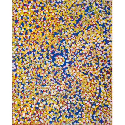 Lorna Naparrula Fencer, Caterpillar Dreaming, 2002, synthetic polymer paint on canvas, 131 x 100