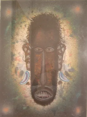 Dennis Nona, Funeral Mask, synthetic polymer paint on paper, 71 x 55 cm