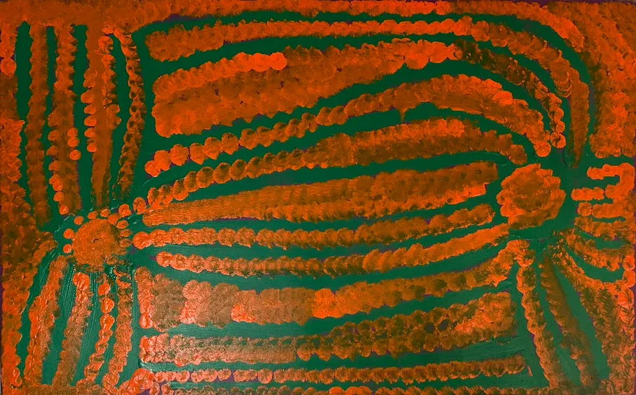 Lorna Naparrula Fencer, Bush Potato, 2001, synthetic polymer paint on canvas, 93 x 58.5cm