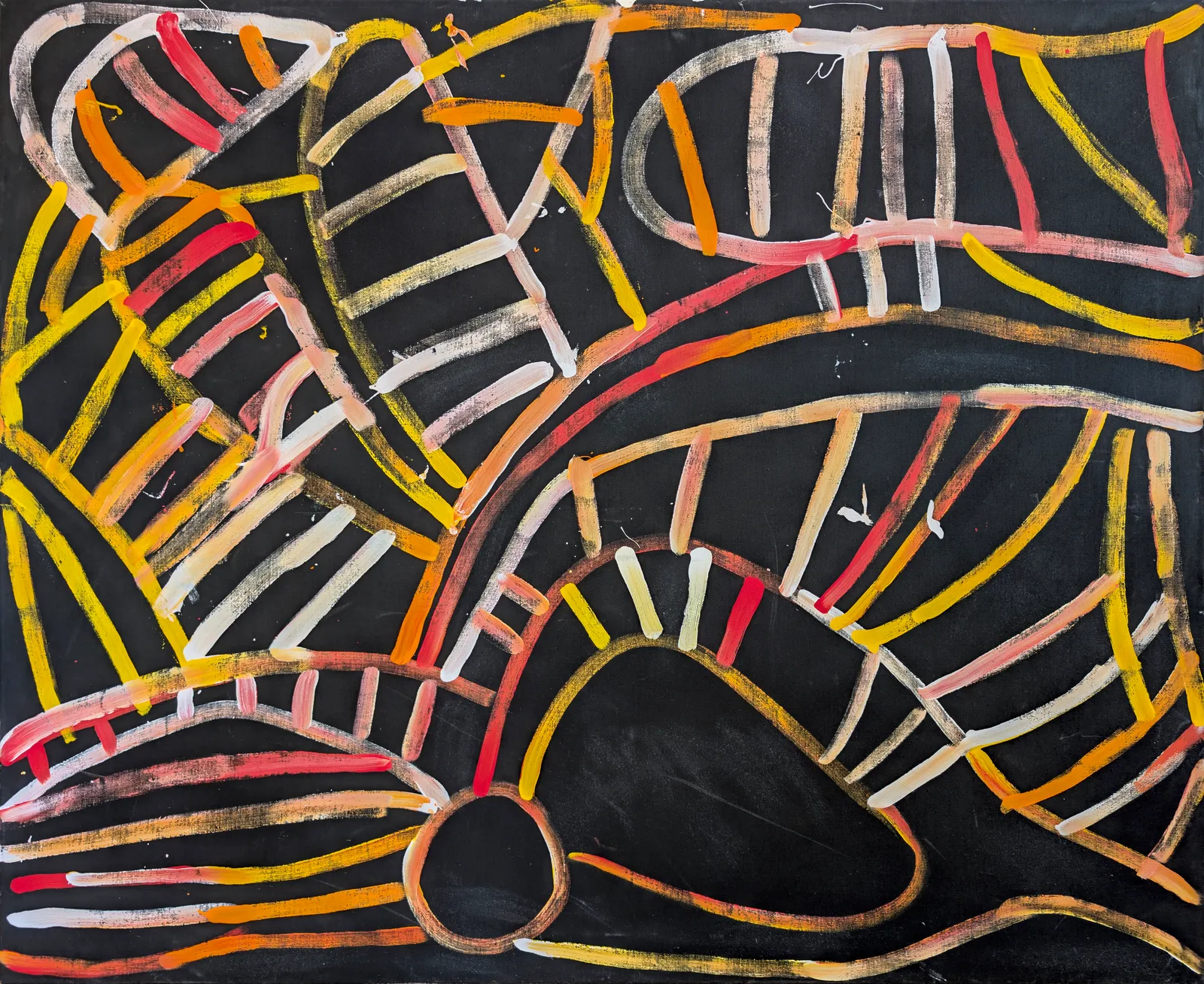 Minnie Pwerle, Awelye Atnwengerrp, 2004, synthetic polymer paint on Belgian linen, 148 x 121 cm