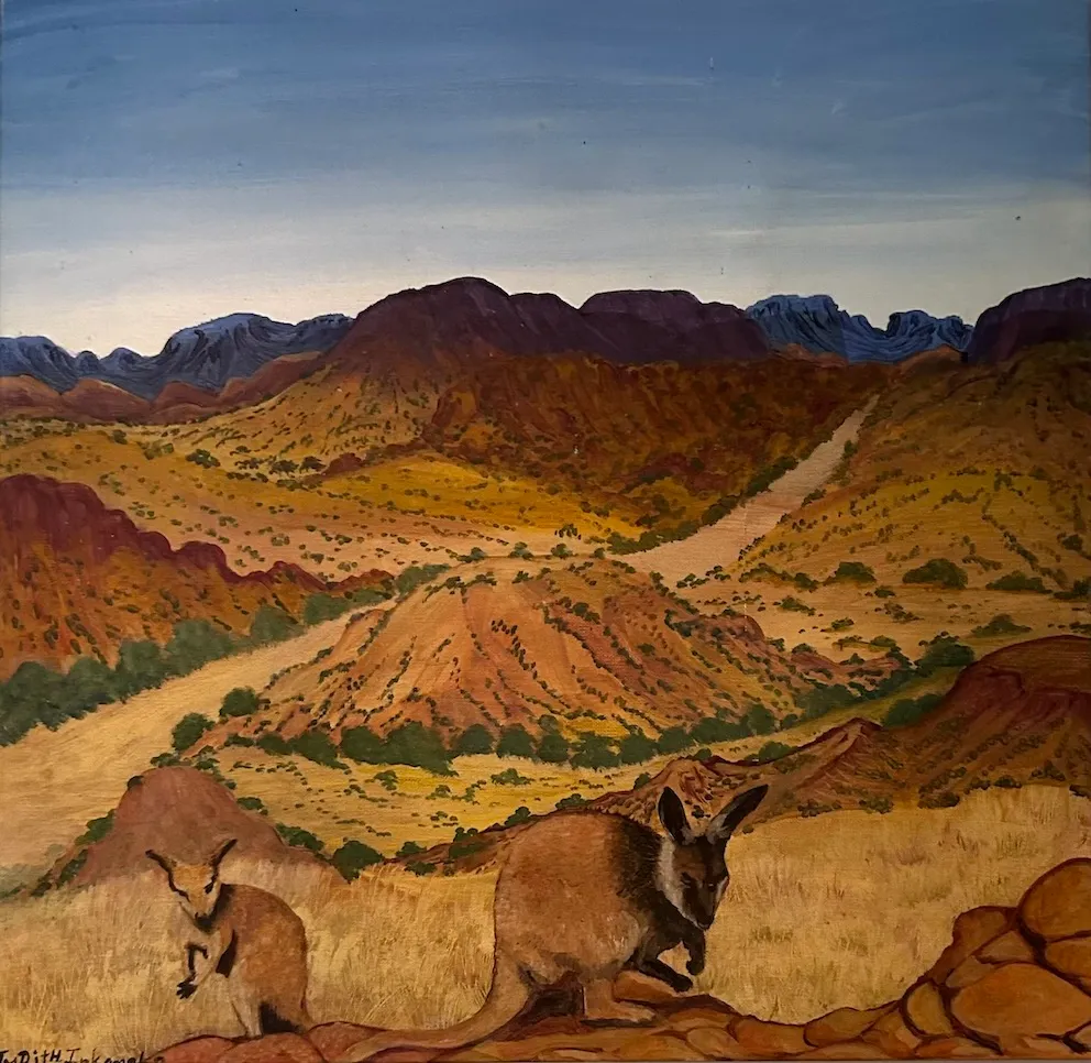 Judith Pungkarta Inkamala, “Rratja” Rock Wallabies, 2006, synthetic polymer paint on canvas, 70 x 70 cm