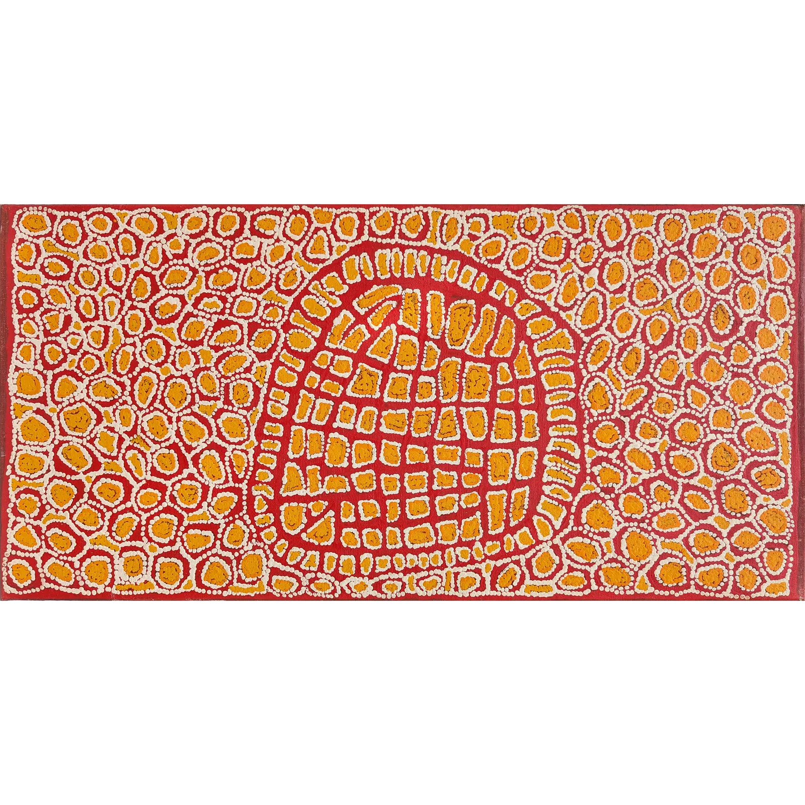Katherine Nakamarra, Tjintjintin Rockhole Site, 2007, synthetic polymer paint on linen, 91 x 46 cm