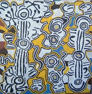Liddy Nakamarra Nelson, Bush Yams, 2000, synthetic polymer paint on canvas, 120 x 120cm